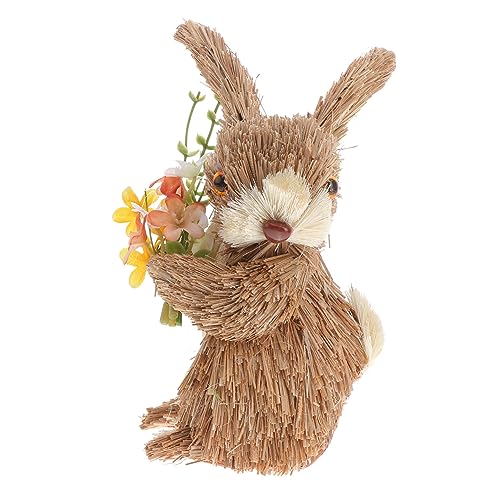 DECHOUS Handgefertigte Strohrabbit Dekoration Niedliches Geflochtenes Kaninchen Ornament Für Den Wohnbereich Ideal Als Oder Zur Verschönerung Von Tisch Und Regal von DECHOUS