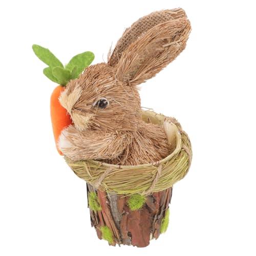 DECHOUS Kaninchen-Verzierung hasenfiguren Hasen Easter Decorations Geschenkidee Ostern ozdoby wielkanocne Mülleimer Heu Desktop-Dekoration geflochtene Häschenstatue Stroh von DECHOUS