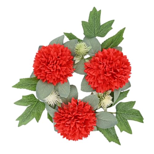 DECHOUS Kerzengirlande künstlich Strauß Kerzenwachs Blumen- ästhetische Raumdekoration Vase kerzenständer Artificial Flower Candle lamp Wedding Decor Kerzenring Hochzeitsbedarf Plastik rot von DECHOUS