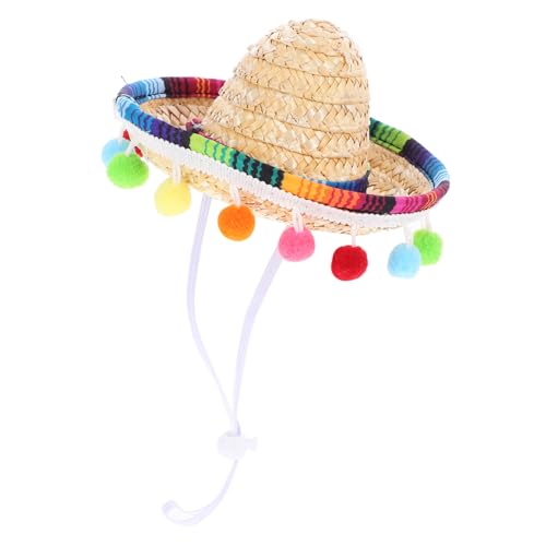 DECHOUS Kleiner Hut Ausgefallener Kleiderhut Fiesta-haustierhut Hawaiianischer Hut Fiesta-strohhut Beachcomber-strohhut Mexiko Partyhut Sonnenhut Cowboy-hut Hund Sombrero-hut Polyester von DECHOUS