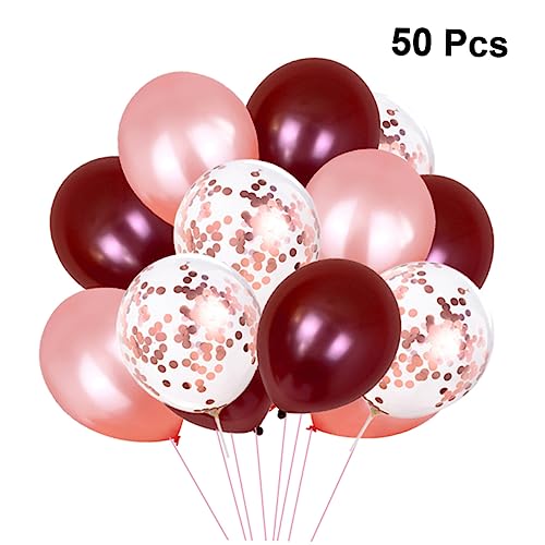 DECHOUS Latexballons Set Für Geburtstags Und Hochzeitsfeiern 20 Weinrote 20 Roségoldene Und 10 Roségoldene Konfetti Ballons Zur Partydekoration von DECHOUS