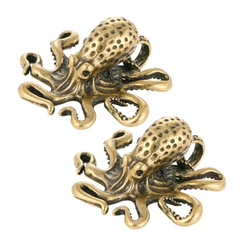 DECHOUS Niedliche Miniatur-oktopus-Figur Aus Messing 2 Stück Tierdekoration Für Zuhause Büro Teetisch von DECHOUS