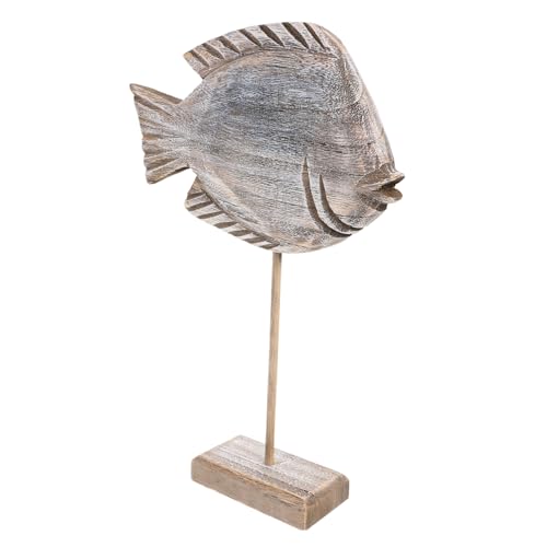 DECHOUS Strand-Mottoparty Nautischer Tischaufsatz Nautische Tischdekoration Fischdekor Im Mediterranen Stil Desktop-Fisch-Ornament Seefisch-tischskulptur Nautisches Strandschild Holz von DECHOUS