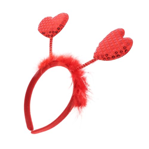 DECHOUS Valentinstag Stirnband Herz Kopfband Stirnband Mit Pailletten Party-stirnband Amor-accessoires Für Frauen Valentinstag Kostüme Valentinstag-herzkostüm Valentinsgrüße Rot Stoff von DECHOUS