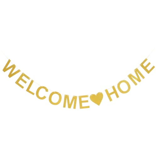 DECHOUS Willkommensbanner Für Zuhause Goldene Deko Für Einweihung Hochzeiten Und Partys Feierliche Atmosphäre Mit Einem Stilvollen „Welcome Home Banner 1 Set von DECHOUS