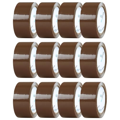 Paketklebeband 12er Pack Paketklebeband Braun, Klebeband Transparent und Zerbrechlich Klebeband - Packing Tape zum Verpacken, Umzug (12 Braune Rollen) von DECO EXPRESS