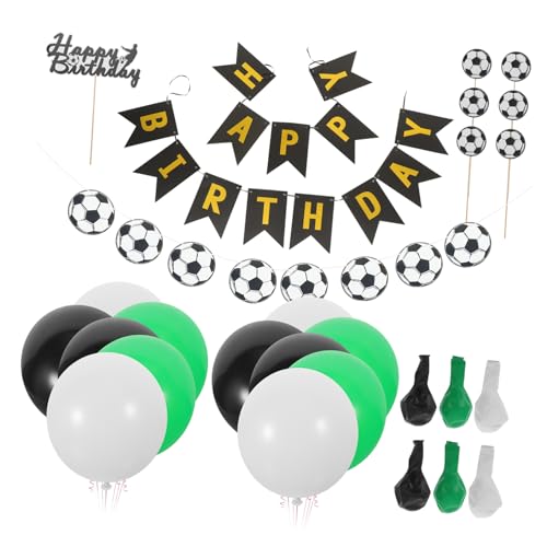 DECOMELODY 1 Set Fußball Party Dekorationen Luftballons Fußball Geburtstagsparty Zubehör Fußball Party Dekorationen Latex Ballon Party Banner Fußball Kuchenaufsatz Bunte von DECOMELODY