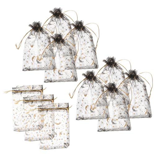 DECOMELODY 100St weihnachstüten weihnachtstüten föiegengittertüten geschenksäckchen netzsack groß Füllstoffe Tasche Vor Organzabeutel mit Kordelzug kleine Geschenktüten für Schmuck Black von DECOMELODY