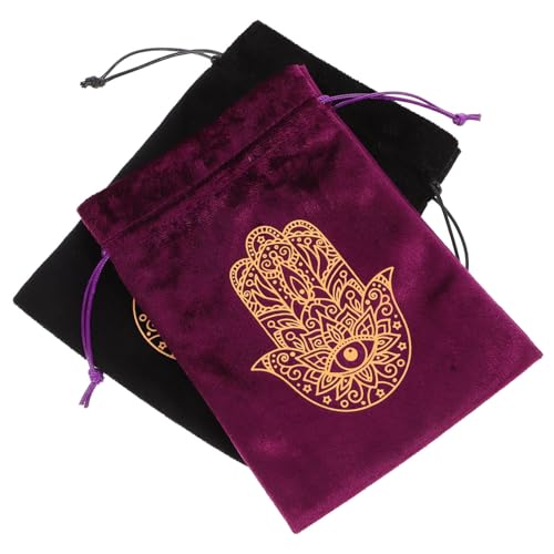 DECOMELODY 2St Tarot-Tasche Tarot-Beutel Tarotkarten mit Reiseführer Tarotkarten-Organizer Würfelfach karten aufbewahrung tarot zubehör Aufbewahrungstasche Tarot Tasche mit Kordelzug Flanell von DECOMELODY