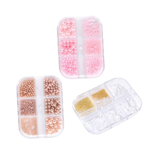 DECOMELODY 3 Kisten Nagelperlen Perle Nagelstecker Stand Nägel Strasssteine Finger Accessoires für Mädchen apfelding nail decoration nail supplies Nagel Charms Nagelkunstverschönerung Plastik von DECOMELODY