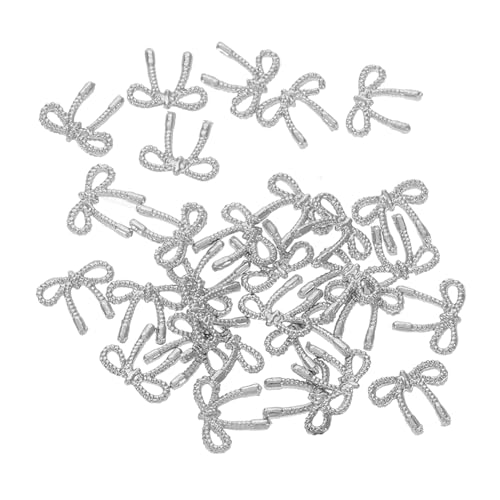 DECOMELODY 30 Stück Silberner Maniküre Schmuck Silberne Schleifen Dekorative Schleife Mit Strasssteinen Für Nägel Nageljuwelen Bandschleifen Nagel Strasssteine Schleife Nagelkunst von DECOMELODY