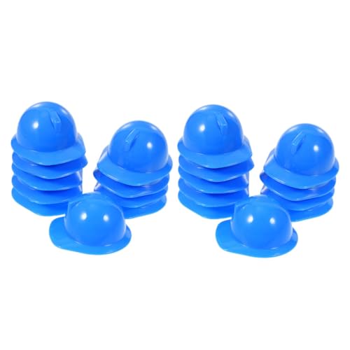 DECOMELODY 40St Mini-Bauhut safety cap dekoringe Baustellen-Dekoration Miniaturhüte Neuheit Hüte Strohhut Helikopterhut Hüte für Frauen Puppenbaumütze Weinflaschenverschluss Plastik Blue von DECOMELODY