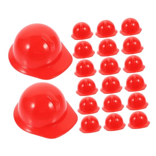 DECOMELODY 40St Mini-Bauhut safety cap laufende Mütze Schutzhelm Baseballkappe Frauen Sicherheitsstoßkappe Hüte schirmmützen Hutschachtel Miniaturpuppenhut Plastikpuppen-Konstruktionshut rot von DECOMELODY