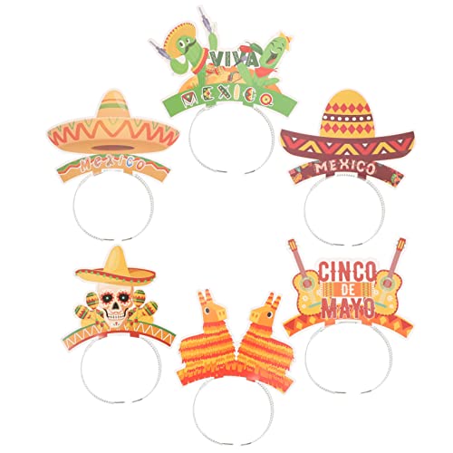 DECOMELODY 6St mexikanisches Stirnband Kostüm Party fasching kopfbedeckung fasching kopfschmuck karnevalskleidung mexikanische Stirnbänder Cinco de Mayo mexikanisches Haarband Aluminiumfolie von DECOMELODY