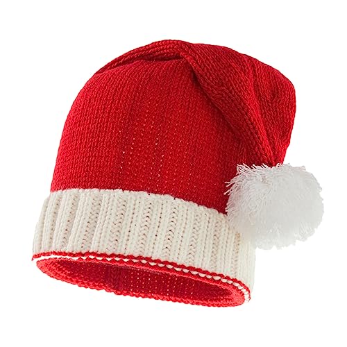 DECOMELODY Hut Kappen Mütze mit Weihnachtsmotiv Weihnachtsmann Wintermütze für Hüte weihnachts fotos weihnachtsgeschenke santa hats Weihnachtsmütze warme Mütze für den Urlaub Garn rot von DECOMELODY