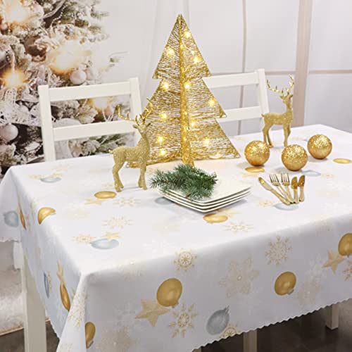 DECOOR Tischdecke für Weihnachten - schmutzabweisendes Tischtuch, 300 x 140 cm, Weihnachtsmotive wie Kugeln, Sterne, aus dickem Gewebe 170 g/m², 100% Polyester, hergestellt in EU von DECOOR