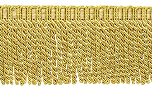 7,5 cm lange Noblesse Collection Bullion Fransenborte mit ausgefallenem Strickkopf (Stil # DB3) Kanarienvögel Gold mehrfarbig #4875 (Dunkelgold, Gelbgold), verkauft von The Yard (0,9 m) von DÉCOPRO