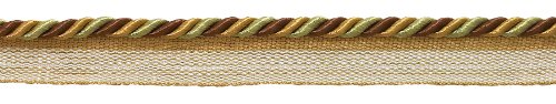 DÉCOPRO 0,5 cm kleines, glänzendes, gedrehtes Seil mit Lippe, Kordelbesatz # 0316BL, Goldbeige-Braun #5207 (Hellbraun, Dunkelbeige, Dunkelgold), 11 m von DÉCOPRO