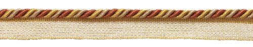 DÉCOPRO 0,5 cm kleines, glänzendes, gedrehtes Seil mit Lippe, Kordelbesatz # 0316BL, Zimttoastorange #6122 (Rost, Gold), 11 m von DÉCOPRO