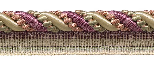 DÉCOPRO 1 cm große, glänzende, dekorative gedrehte Schnur mit Lippe, Kordelbesatz # 0716I2, Salbeigrün # 1010 (Hellrosa, Salbeigrün, Hellbeige), 4,5 m Vorteilspackung (4,5 m) von DÉCOPRO