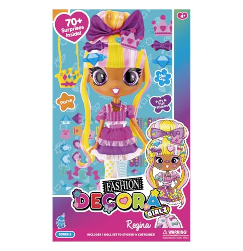 Decora Fashion Regina Puppe, 30 cm – Zubehör und Aufkleber zum Dekorieren enthalten, Stil und Kreativität in einem einzigartigen Spielzeug, Haare und Kleidung von DECORA GIRLZ