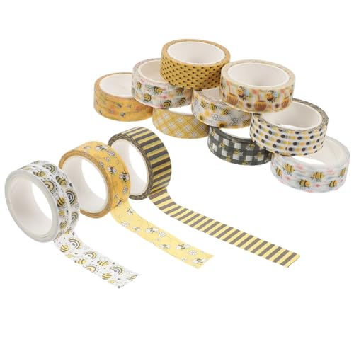 DECORNIJIA 12 Rollen Bienen Motiv Washi Tape für DIY Scrapbooking und Journaling Transparentes Dekoratives Klebeband mit Blumen und Waben Design für Handbücher Fotoalben und Planer DECORNIJIA 12 Rollen Bienen Motiv Washi Tape für DIY Scrapbooking und Journaling Transparentes Dekoratives Klebeband mit Blumen und Waben Design für Handbücher Fotoalben und Planer von DECORNIJIA
