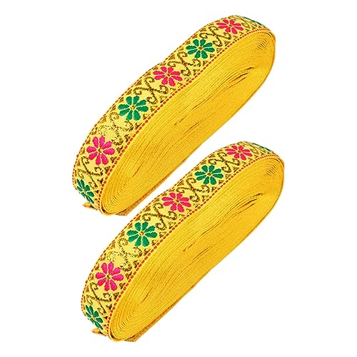 DECORNIJIA 2 Stück Jacquard-Gurtband aus Spitze haaraccessoires hair jewellery room decor for raumdeko Stickerei floral bestickte Spitze Kleidung Spitzenbesatz DIY-Spitze Polyester Yellow DECORNIJIA 2 Stück Jacquard-Gurtband aus Spitze haaraccessoires hair jewellery room decor for raumdeko Stickerei floral bestickte Spitze Kleidung Spitzenbesatz DIY-Spitze Polyester Yellow von DECORNIJIA