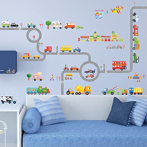 DECOWALL SG3-1404P1405 Straßen Transporte Autos Fahrzeuge Wandtattoo Bagger Wandsticker Wandaufkleber Wanddeko für Junge Wohnzimmer Schlafzimmer Kinderzimmer Babyzimmer von DECOWALL