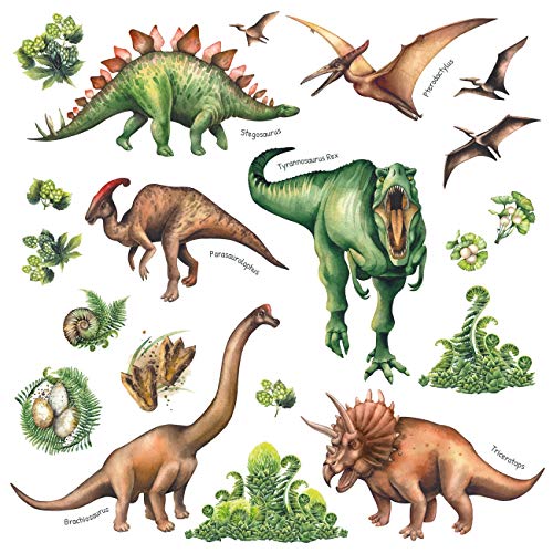 DECOWALL DS-8034 Aquarell Dinosaurier Kids Wandtattoo Wandsticker Wandaufkleber Wanddeko für Wohnzimmer Schlafzimmer Kinderzimmer (Klein) (Englisch Ver.) von DECOWALL