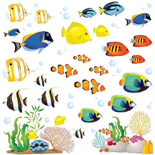 DECOWALL DS-8035 Tropischer Fisch Wandtattoo Fisch Ozean Fische Seetang Abnehmbar Kinder Babyzimmer Schlafzimmer von DECOWALL