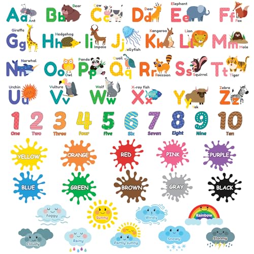 DECOWALL DS12-8070 Alphabet Nummern Farben Wetter Wandtattoo Kinder Dekor Schale und kleben abc Babyzimmer Junge Mädchen Bildung ernen Klassenzimmer von DECOWALL