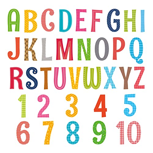 DECOWALL DS9-1701A Großbuchstaben-Alphabet ABC 123 Buchstaben Zahlen Kinder Wandaufkleber Aufkleber zum Abziehen und Aufkleben, abnehmbar für Kinderzimmer, Schlafzimmer, Kunstmalerei, Dekorationen von DECOWALL