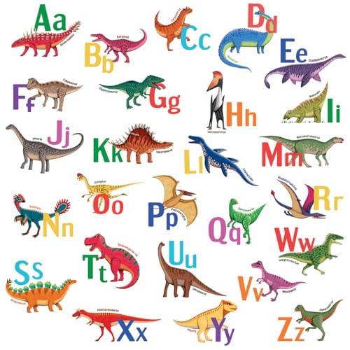 DECOWALL DS9-8080 Dinosaurier Alphabet wandtattoo Dino ABC wandaufkleber kinderzimmer trex wandsticker für kinder baby junge mädchen schlafzimmer babyzimmer wohnzimmer Spielzimmer lernen wanddeko von DECOWALL