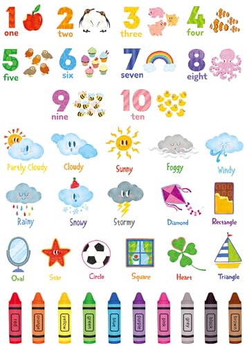 DECOWALL DS9-8056 Zahlen Farben (englisch.ver) Wandsticker Kinder Wandtattoos Kinderzimmerdeko Abziehen und Aufkleben Ablösbar ABC Babykunst Spielzimmer Bildung Lernen Klassenzimmer von DECOWALL