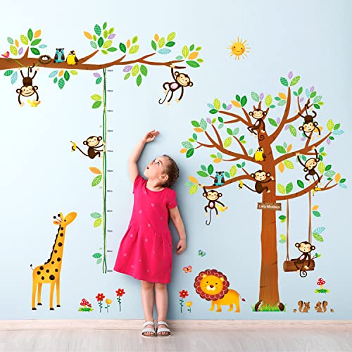 DECOWALL SG-1401P1402 Wandtattoo, Motiv: Affe, Kletterbaum, Wandaufkleber, Dschungeltiere, Wandaufkleber, Kinderzimmer, Kinderzimmer, Schlafzimmer, Wanddekoration von DECOWALL