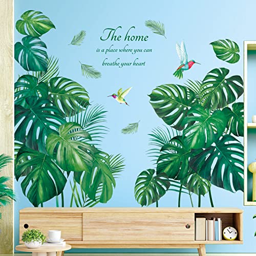 DECOWALL SG-2210 Tropische Blätter Wandaufkleber Wandtattoo Kinder Kinderzimmer abziehen und aufkleben Wohnzimmer Küche Blumen Wald Pflanze Dschungel Kunst Zuhause grüner Baum von DECOWALL