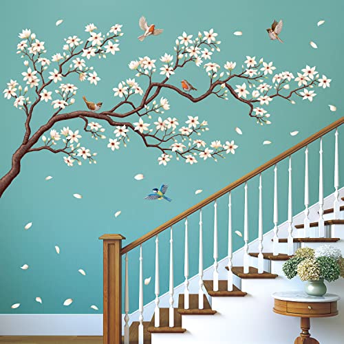 DECOWALL SG4-2213 Wandtattoo Vögel auf Baum Ast Blüten Wandaufkleber Blumen Wandsticker Wohnzimmer Schlafzimmer Sofa Hintergrund Wanddeko von DECOWALL