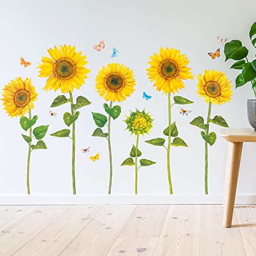 DECOWALL SG2-1905 Aquarell Sonnenblume Wandtattoo Wandsticker Wandaufkleber Wanddeko für Wohnzimmer Schlafzimmer Kinderzimmer von DECOWALL