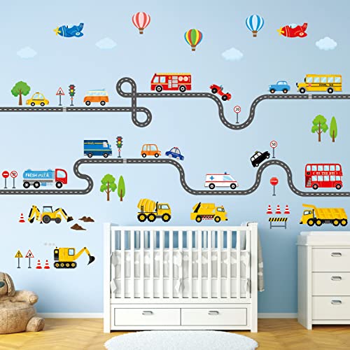 DECOWALL SG3-2308 Wandaufkleber für Kinder, Motiv: Straße und Transport, abziehbar für Kinderzimmer, Schlafzimmer, Wohnzimmer, Kunst, Wandbilder, Dekorationen von DECOWALL