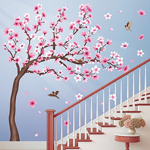 DECOWALL SG4-2306 Groß Kirschbaum Wandtattoo Baum Wandaufkleber Kirschblüte Blumen Rosa Wandsticker Schlafzimmer Wohnzimmer Kinderzimmer Wanddeko (H:141.4cm/55.7Inches) von DECOWALL