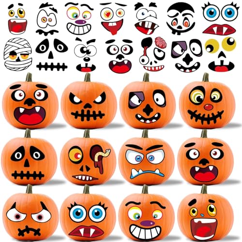 Halloween-Kürbis-Dekorations-Sticker Jack-O-Lantern Gesichtsausdrücke Abziehbilder Dekorationen für DIY Party Handwerk von DECYOOL