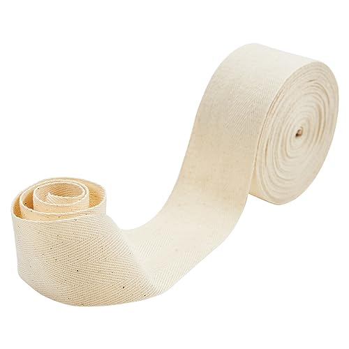 DEDC Baumwollband Schrägband Beige 5 cm, 10 meter Fischgrätenstich Einfassband Baumwolle Soft Nahtband Twillband für Nähen, DIY Craft Verpackung Kleidungszubehör von DEDC