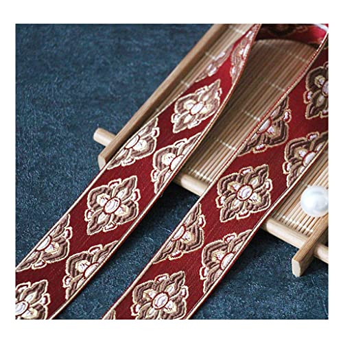 Huabian 1 Yards rotes Vintage-Jacquard-Spitzenband, 3 cm, Spitzenbesatz for Nähen, DIY-Kleidertaschen-Zubehör, bestickter Stoff von DEFPBG