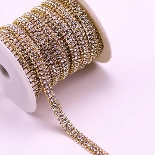1/10 Yard, 3 Reihen Crystal AB Strass Cup Chain Gold Silber Basis mit Kralle Kleid Dekoration Trim Applikation Nähen auf Kleidersäcke-06 Klarer Kristall-10 Yard 1/10 Yard, 3 Reihen Crystal AB Strass Cup Chain Gold Silber Basis mit Kralle Kleid Dekoration Trim Applikation Nähen auf Kleidersäcke-06 Klarer Kristall-10 Yard von DEFRTG