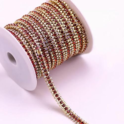 1/10 Yard, 3 Reihen Crystal AB Strass Cup Kette Gold Silber Basis mit Kralle Kleid Dekoration Trim Applikation Nähen auf Kleidersäcke-04ab Lt Siam-10 Yard 1/10 Yard, 3 Reihen Crystal AB Strass Cup Kette Gold Silber Basis mit Kralle Kleid Dekoration Trim Applikation Nähen auf Kleidersäcke-04ab Lt Siam-10 Yard von DEFRTG