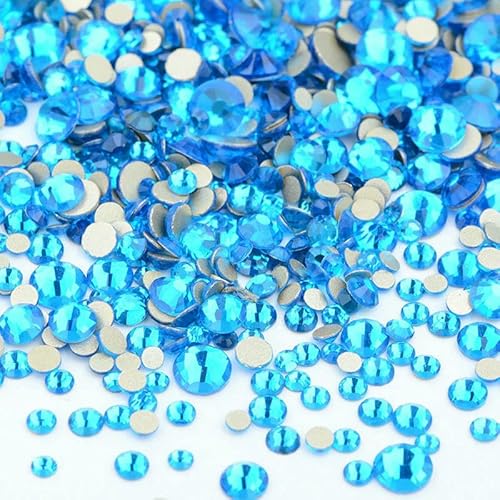 1400 Stück Mix-Größe Mix AB-Farbe GRhinestone Flatback-Kristallsteine Nicht Hotfix-Strass-Applikationen für Nagelkleid-Bastelarbeiten-Capriblau von DEFRTG