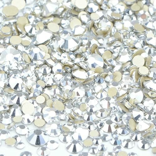 1400 Stück Mix-Größe Mix AB-Farbe GRhinestone Flatback-Kristallsteine Nicht Hotfix-Strass-Applikationen für Nagelkleid-Bastelarbeiten-Silber von DEFRTG