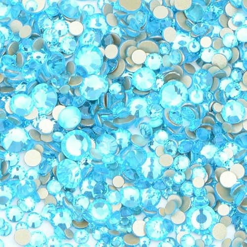 1400 Stück Mix-Größe Mix AB Farbe GRhinestone Flatback Kristallsteine Nicht Hotfix Strass Applikationen für Nagelkleid Handwerk-Aquamarin von DEFRTG