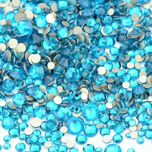 1400 Stück Mix-Größe Mix AB Farbe GRhinestone Flatback Kristallsteine Nicht Hotfix Strass-Applikationen für Nagelkleid Handwerk-Blauer Zirkon von DEFRTG