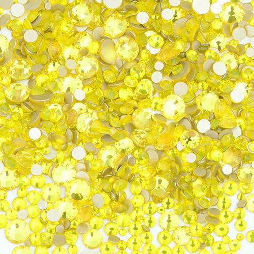 1400 Stück Mix-Größe Mix AB Farbe GRhinestone Flatback Kristallsteine Nicht Hotfix Strass Applikationen für Nagelkleid Handwerk-Citrin von DEFRTG